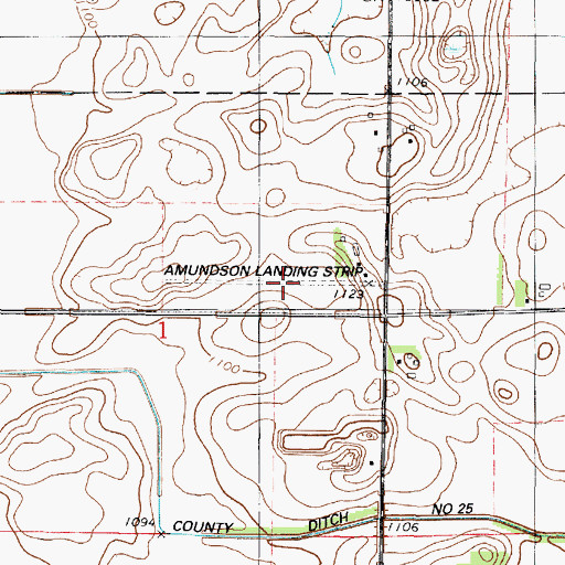 Topographic Map of Amundson Landing Strip (historical), MN