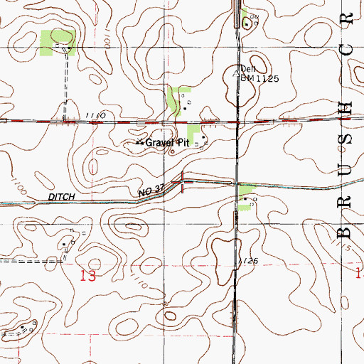Topographic Map of County Ditch Number Thirtyseven, MN