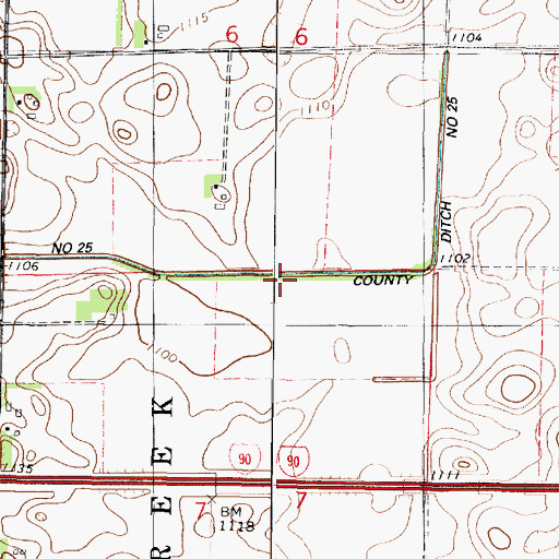 Topographic Map of County Ditch Number Twentyfive, MN