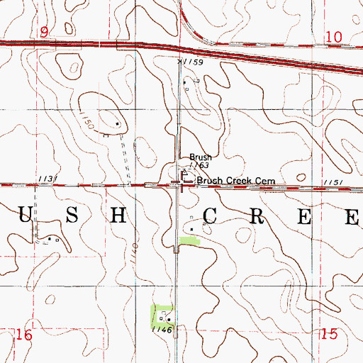 Topographic Map of Brush Creek Cemetery, MN