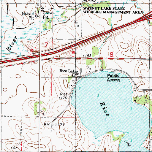 Topographic Map of Rice Lake Church, MN