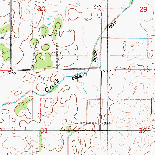 Topographic Map of County Ditch Number Five, MN