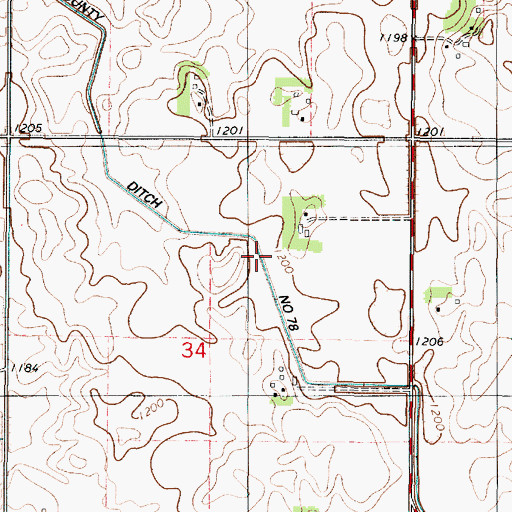 Topographic Map of County Ditch Number Seventyeight, MN