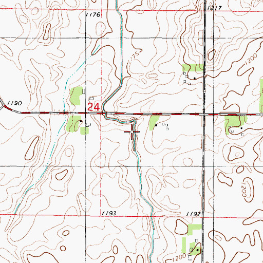 Topographic Map of County Ditch Number Seventytwo, MN