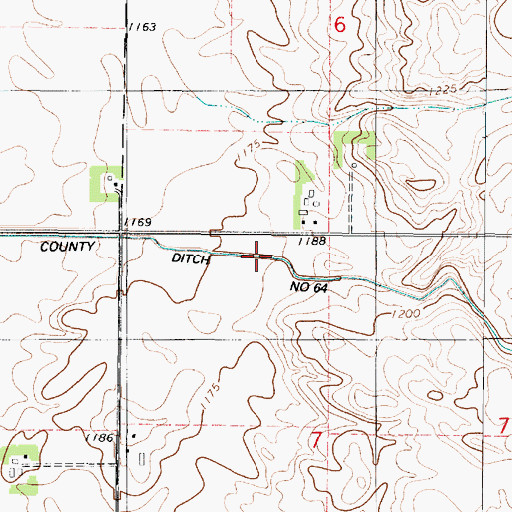 Topographic Map of County Ditch Number Sixtyfour, MN