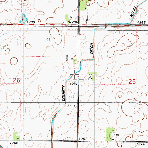 Topographic Map of County Ditch Number Fortyeight, MN