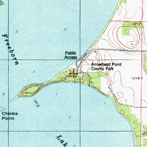Topographic Map of Arrowhead Point County Park, MN