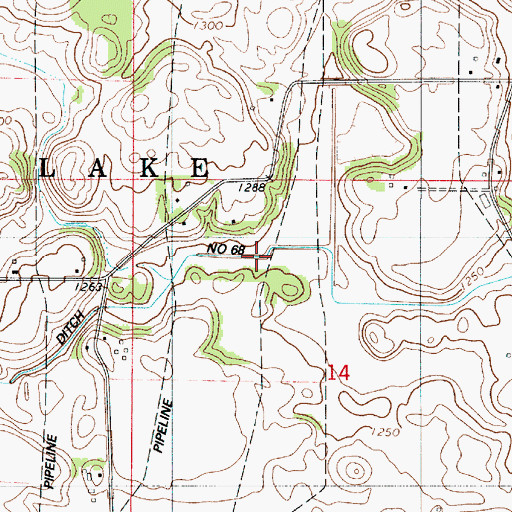 Topographic Map of County Ditch Number Sixtyeight, MN