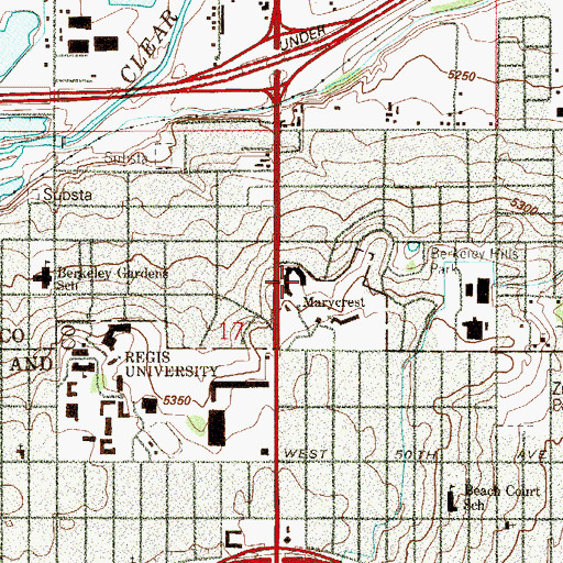 Topographic Map of Marycrest School (historical), CO