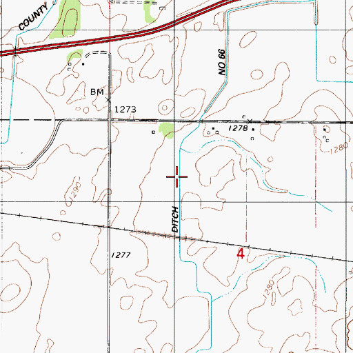 Topographic Map of County Ditch Number Sixtysix, MN