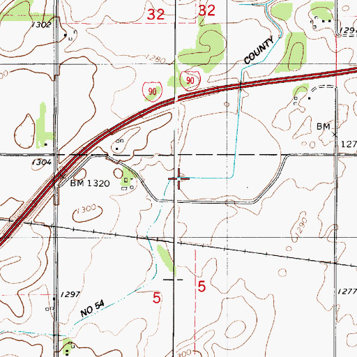 Topographic Map of County Ditch Number Fiftyfour, MN