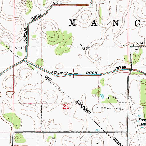 Topographic Map of County Ditch Number Fiftyeight, MN