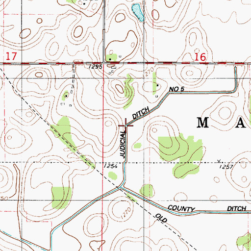 Topographic Map of Judicial Ditch Number Five, MN