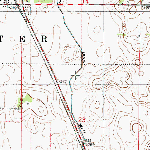 Topographic Map of County Ditch Number Eleven, MN
