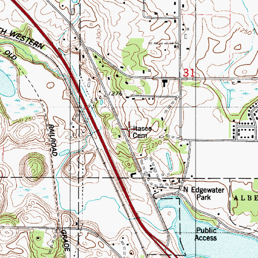 Topographic Map of Itasca Cemetery, MN