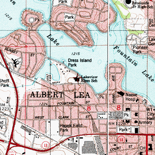 Topographic Map of Lakeview Elementary School, MN