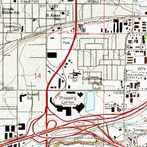 Topographic Map of Foster Elementary School, CO
