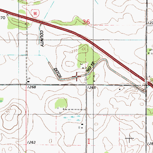 Topographic Map of County Ditch Number Fifteen, MN