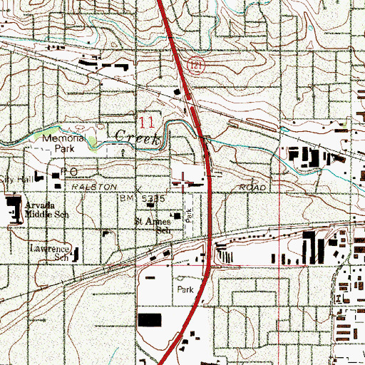 Topographic Map of East Arvada Junior High School (historical), CO