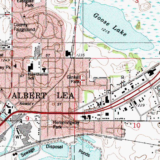 Topographic Map of Ginkel Park, MN