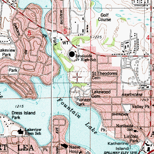 Topographic Map of Saint Theodores Cemetery, MN