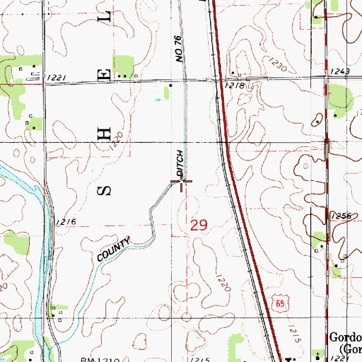 Topographic Map of County Ditch Number Seventysix, MN
