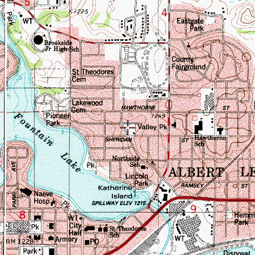 Topographic Map of Valley Park, MN