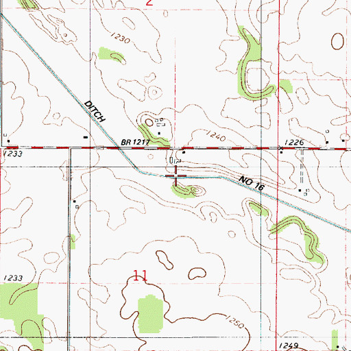 Topographic Map of County Ditch Number Sixteen, MN