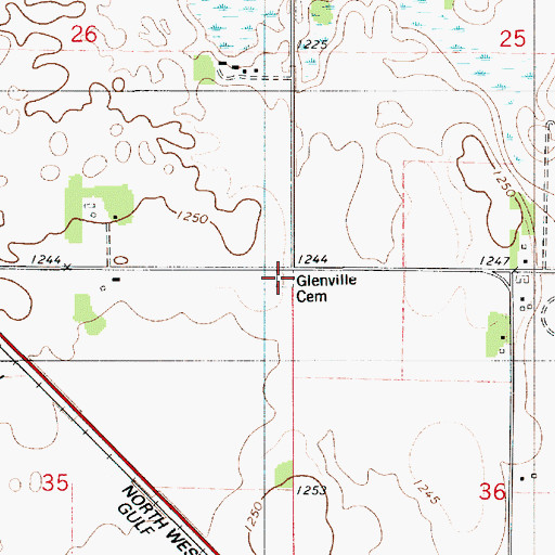 Topographic Map of Glenville Cemetery, MN
