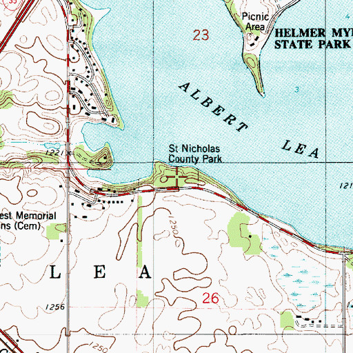 Topographic Map of Saint Nicholas County Park, MN