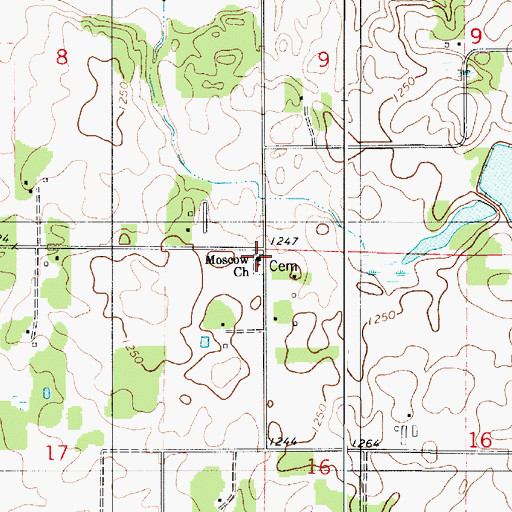 Topographic Map of Moscow Church, MN