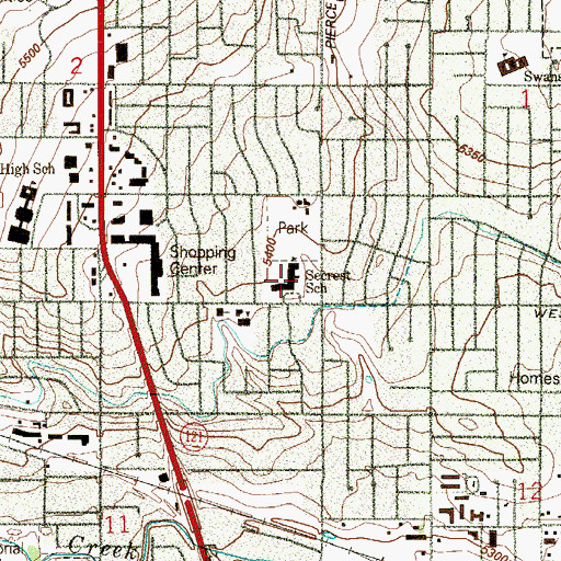 Topographic Map of Secrest Elementary School, CO