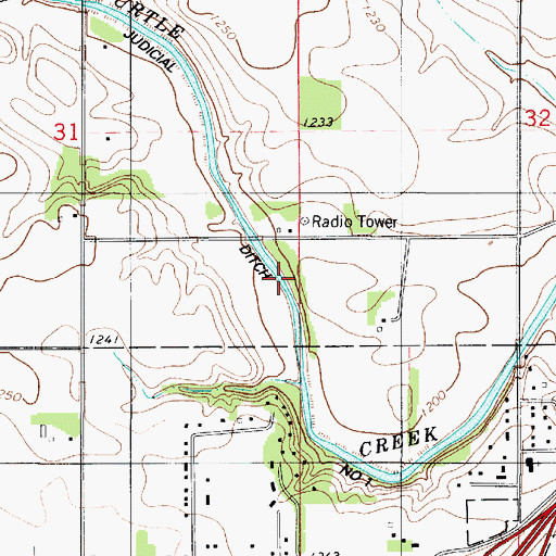 Topographic Map of Judicial Ditch Number One, MN