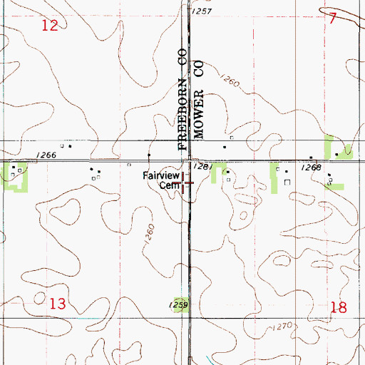 Topographic Map of Fairview Cemetery, MN