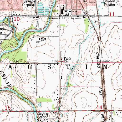 Topographic Map of Faith Church, MN
