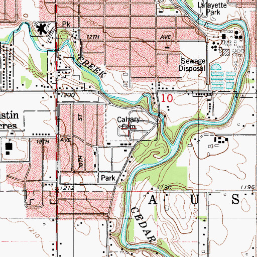 Topographic Map of Calvary Cemetery, MN