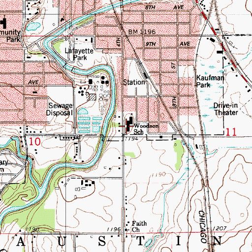 Topographic Map of Woodson School, MN
