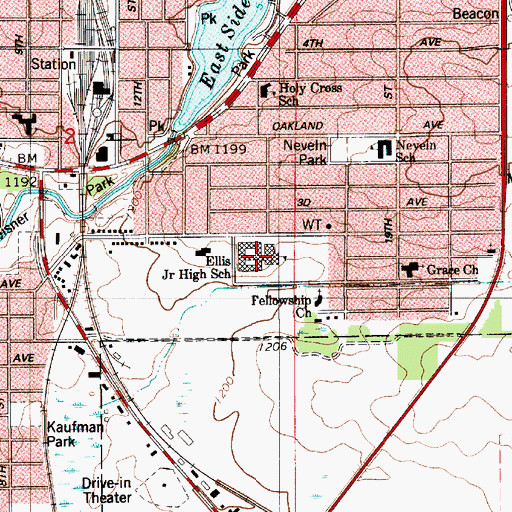 Topographic Map of Ellis Junior High School, MN
