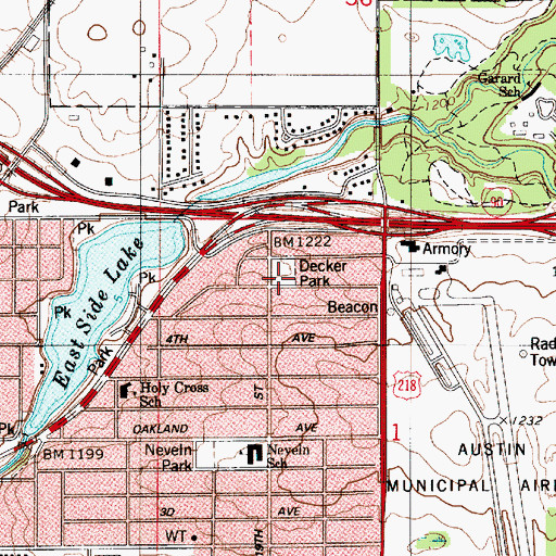 Topographic Map of Decker Park, MN