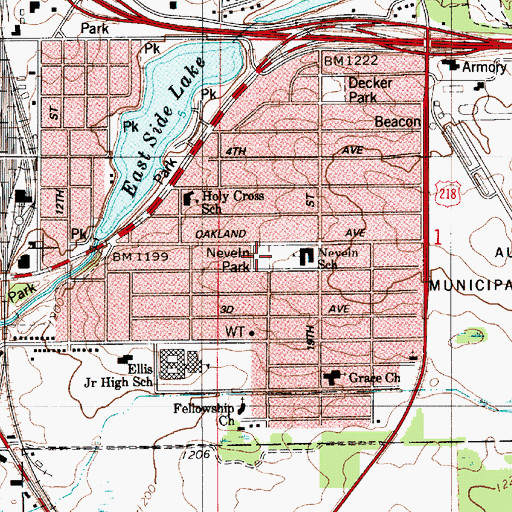 Topographic Map of Neveln Park, MN