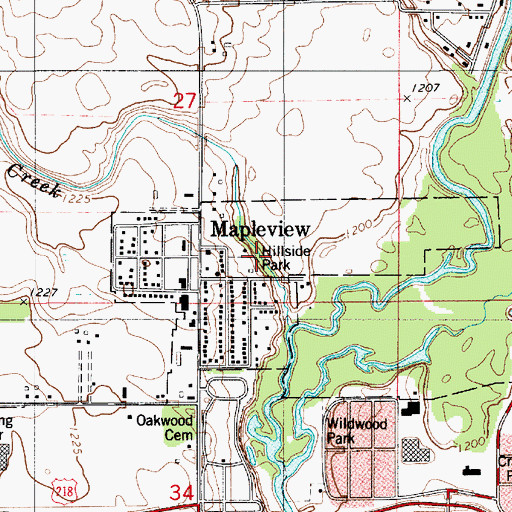 Topographic Map of Hillside Park, MN