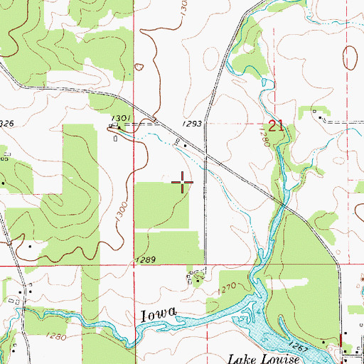 Topographic Map of Lake Louise State Park, MN