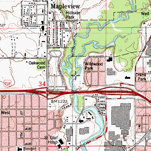 Topographic Map of Wolf Creek, MN
