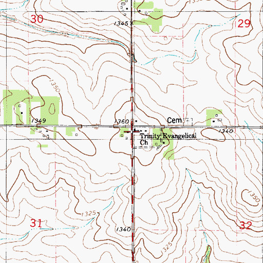 Topographic Map of Trinity Evangelical Church, MN
