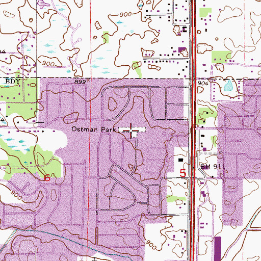 Topographic Map of Ostman Park, MN