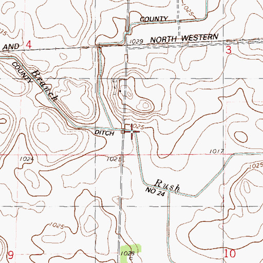 Topographic Map of County Ditch Number Twentyfour, MN