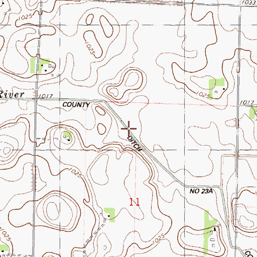 Topographic Map of County Ditch Number Twentythree A, MN
