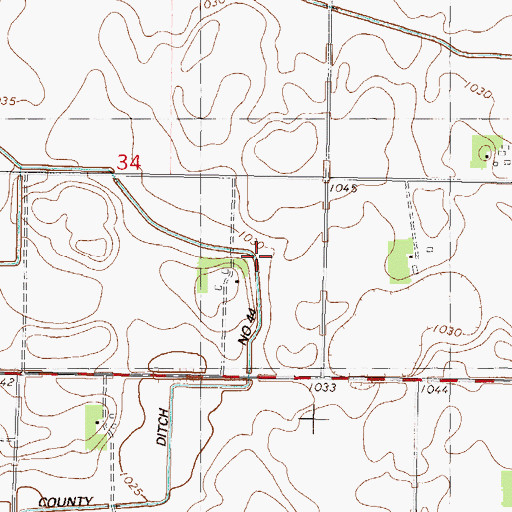 Topographic Map of County Ditch Number Fortyfour, MN