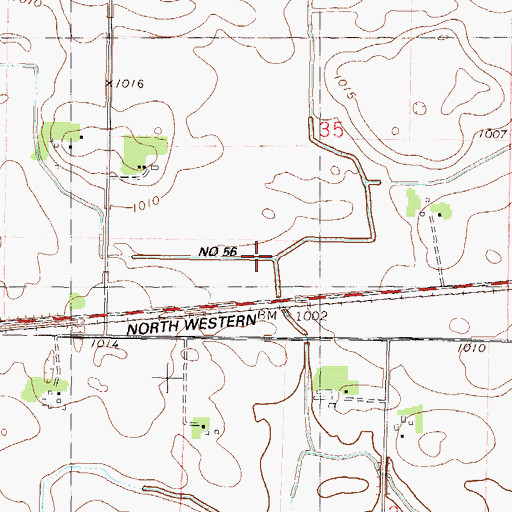 Topographic Map of County Ditch Number Fiftysix, MN