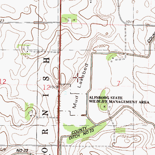 Topographic Map of Mud Lakebed, MN
